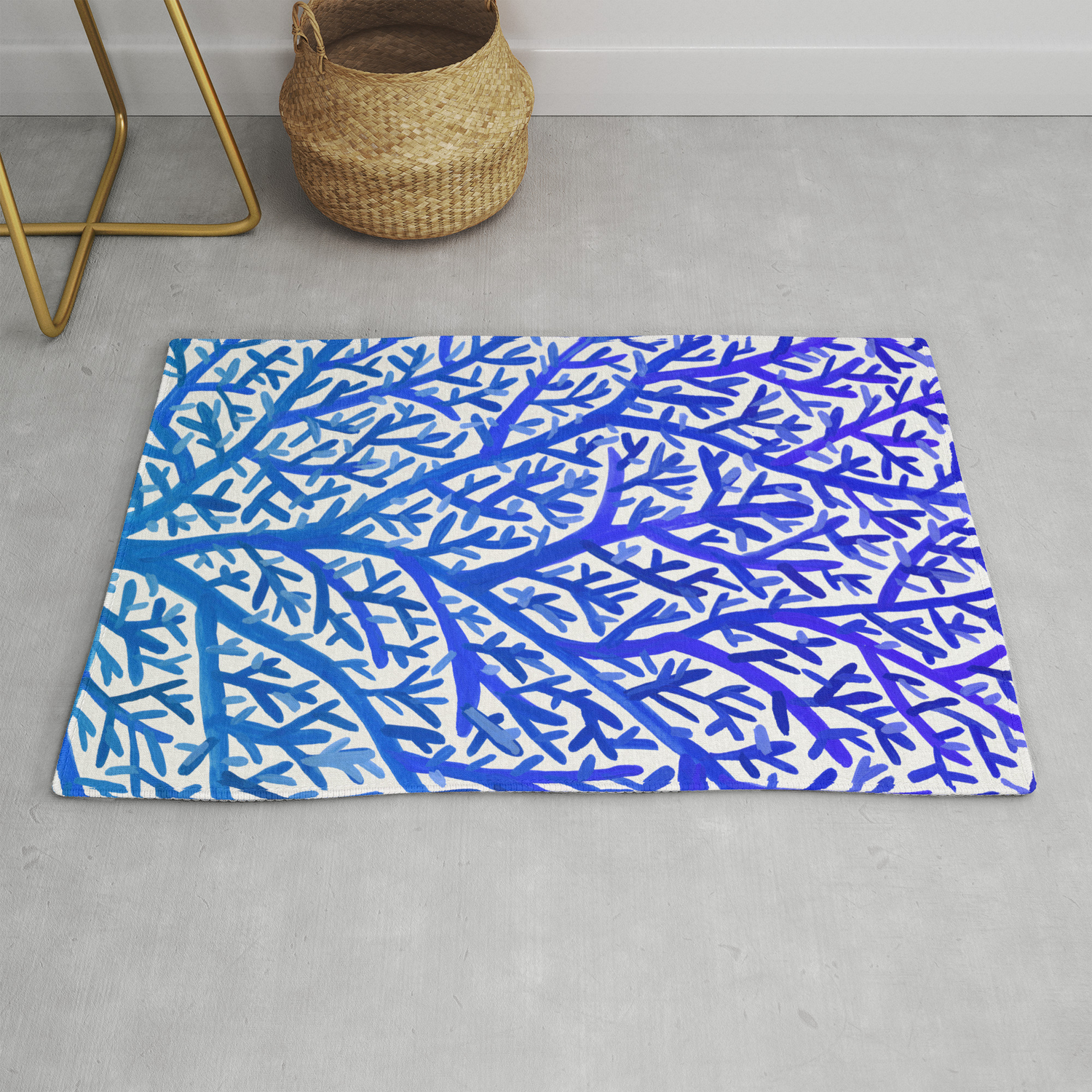 Fan Coral Blue Ombre Rug By Catcoq Society6
