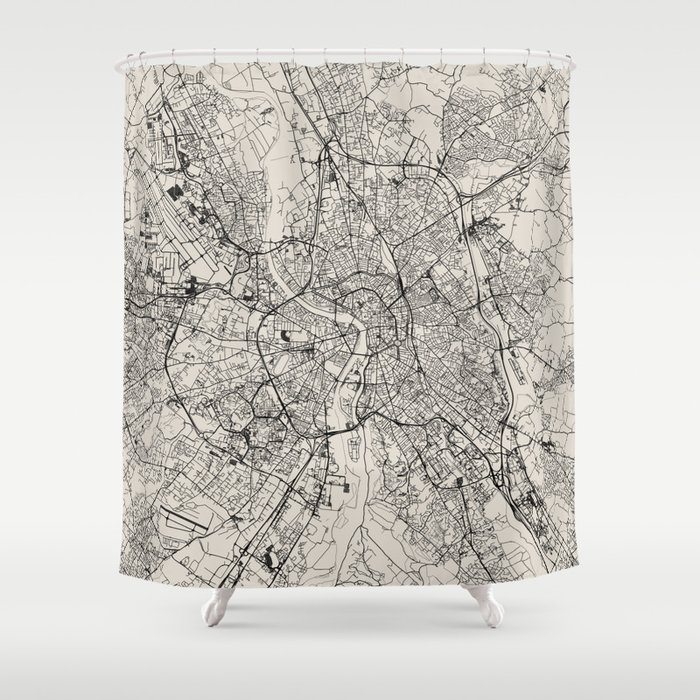 France, Toulouse Authentic Map Shower Curtain