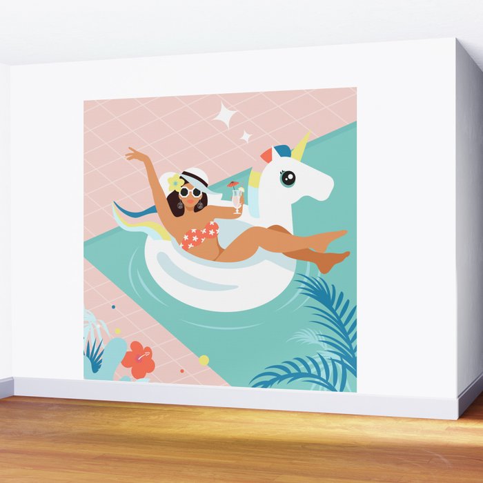 Summer unicorn Wall Mural by nomadunicorn | Society6