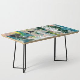 Imagine: A bright abstract painting in green, pink, and neon yellow by Alyssa Hamilton Art Coffee Table