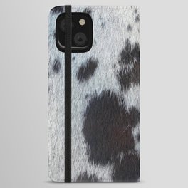 Brown and White Cow Skin Print Pattern Modern, Cowhide Faux Leather iPhone Wallet Case