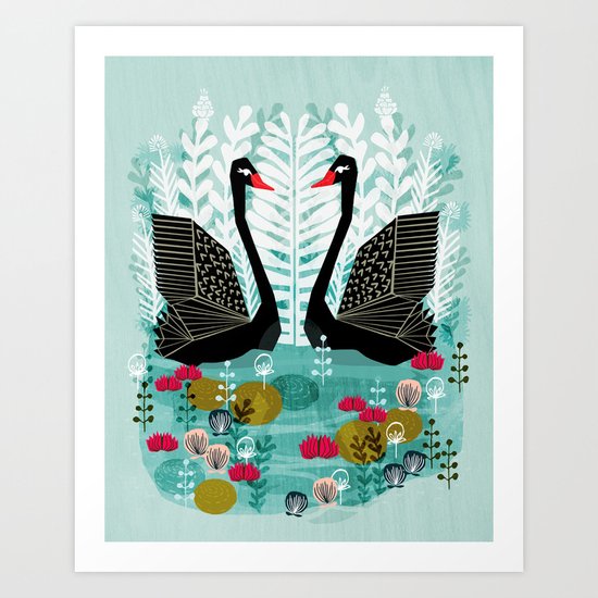 Swans by Andrea Lauren Art Print