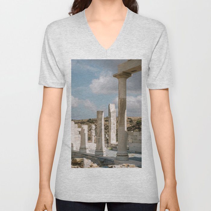 Ancient Ruins in Greece | Roman Empire Stones on the Island of Naxos | Culture, Summer & Travel Photography V Neck T Shirt