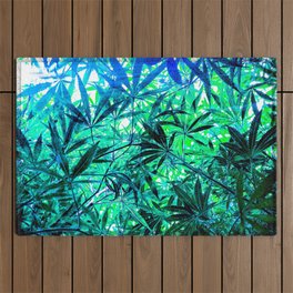 Under a Green Blanket of Cannabis Leaves Outdoor Rug