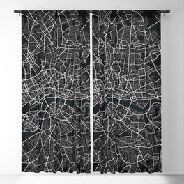 London City Map of England - Dark Blackout Curtain