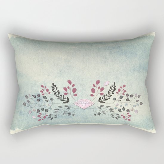 Diamond and flowers - Floral Flowers watercolor illustration Rectangular Pillow