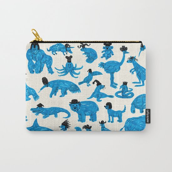 Blue Animals Black Hats Carry-All Pouch