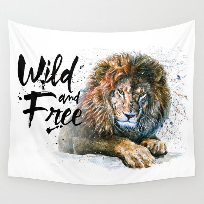 Lion Wild and Free Wall Tapestry