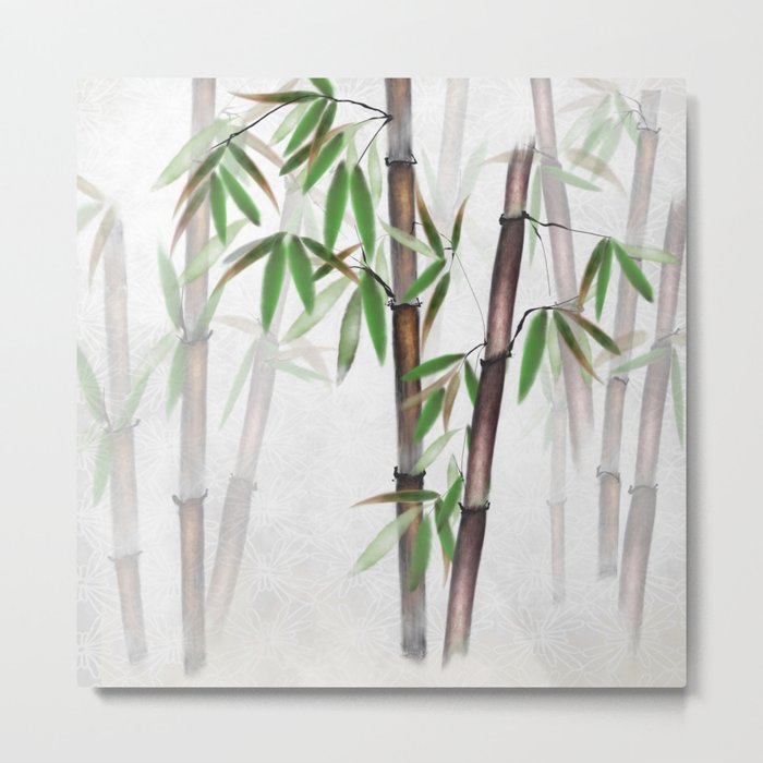 Bamboo Forest on patterned cloth Metal Print