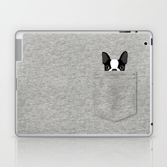 Pocket Boston Terrier - Black Laptop & iPad Skin
