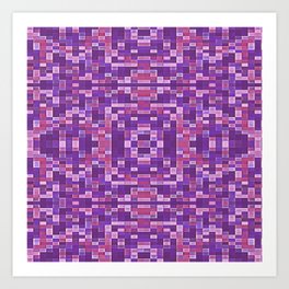 Pink Purple Mosaic Pixels Art Print