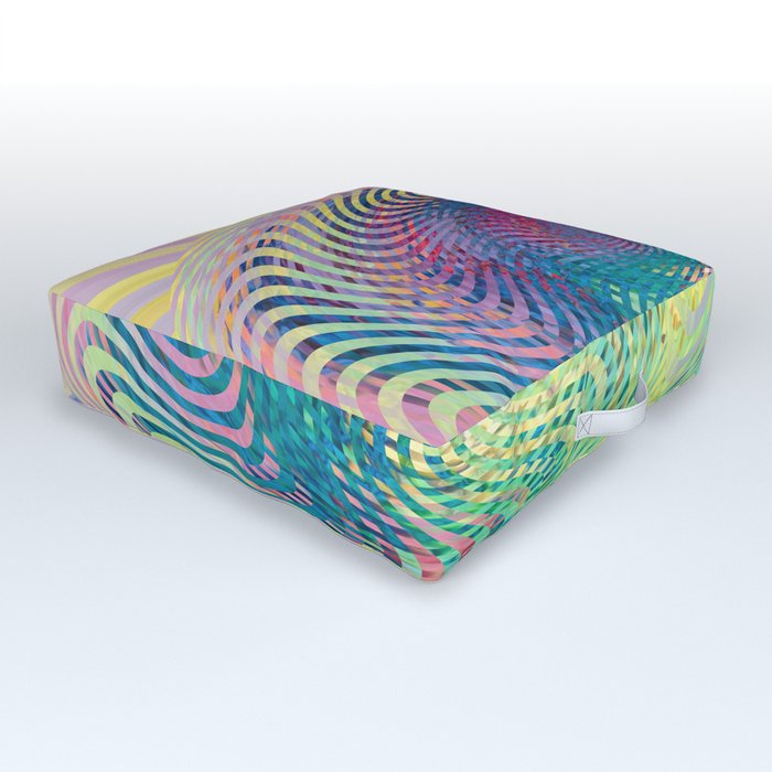 Rainbow Radiance: Multi-Colored Rainbow Wave Outdoor Floor Cushion