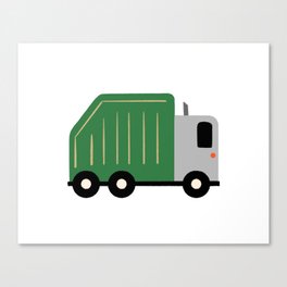Green Garbage Truck for Nursery or Toddler Bedroom Art Canvas Print