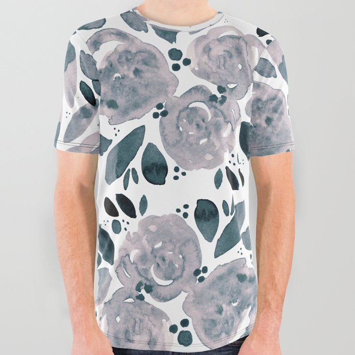 Abstract watercolor roses - neutral All Over Graphic Tee
