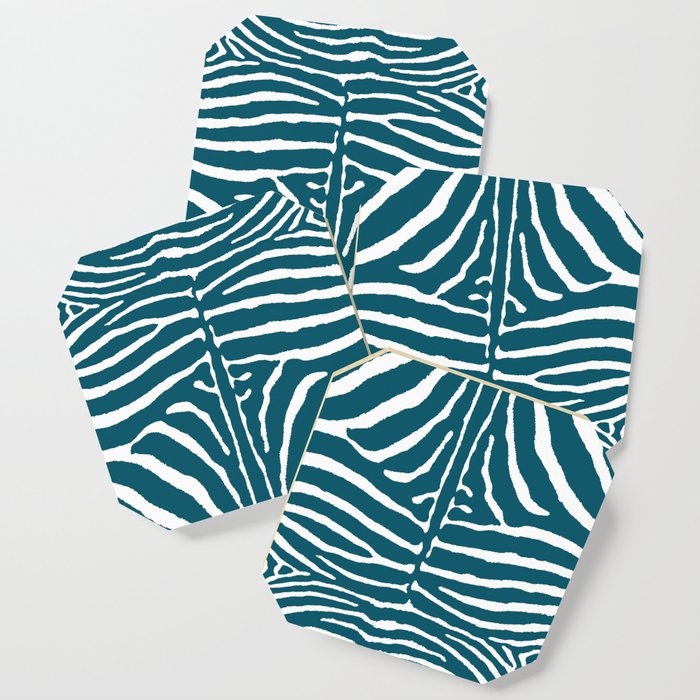 Zebra Wild Animal Print 735 Teal Blue Coaster