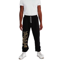 Modern Trendy Floral White Gold Collection Sweatpants