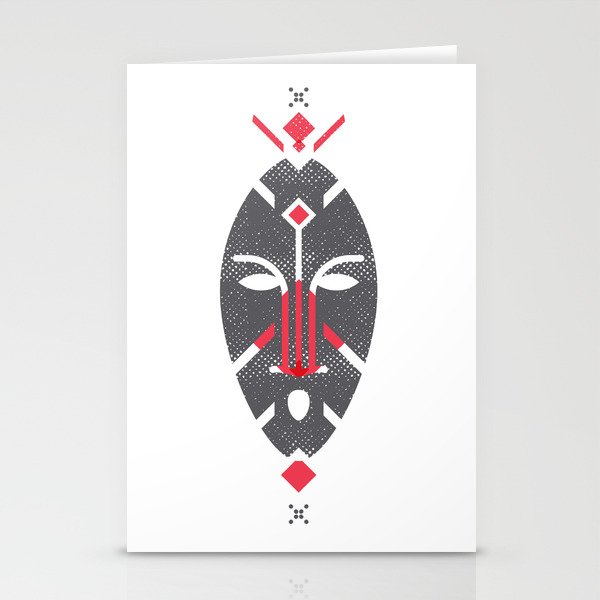 African Mask Red Stationery Cards