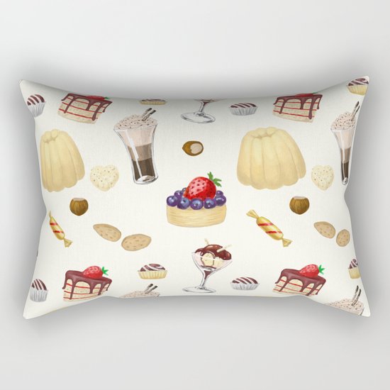 Sweet pattern with various desserts. Rectangular Pillow