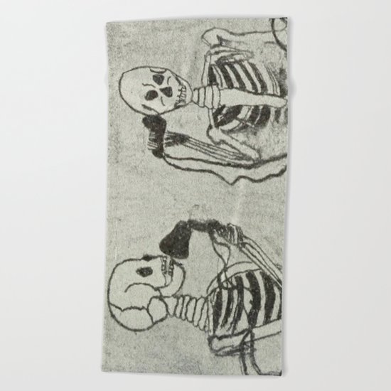 Skeleton's telephone. Beach Towel