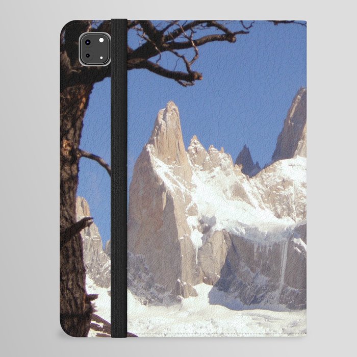 Argentina Photography - Huge Snowy Mountains Seen From Between Two Trees iPad Folio Case
