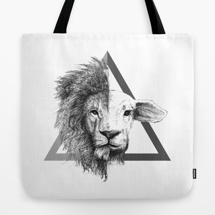 Lion and Lamb Tote Bag by Meek_Ever