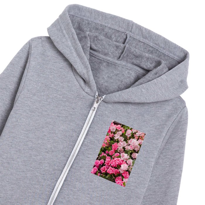 Blooming Pink Rose Flowers Kids Zip Hoodie by NewburyBoutique