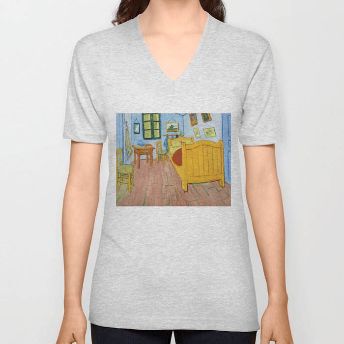 Vincent van Gogh - Vincent's Bedroom in Arles 1888 V Neck T Shirt