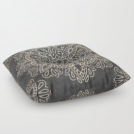 Mandala White Gold on Dark Gray Floor Pillow
