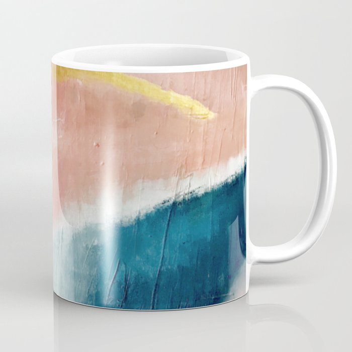 Exhale: a pretty, minimal, acrylic piece in pinks, blues, and gold Coffee Mugs