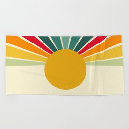 Colorful Vintage Sunshine, Retro Style 7 Beach Towel