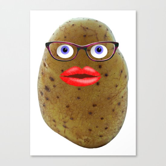 Funny Potato Cute Female Character With Glasses Canvas Print