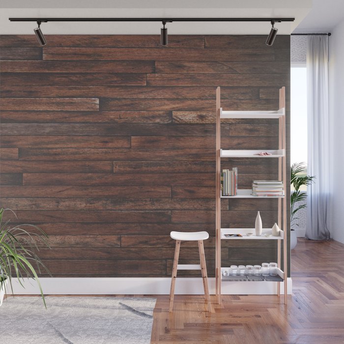 Cherry Stained Wood Barn Board Texture Wall Mural