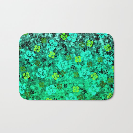 LUCK OF THE IRISH Colorful Emerald Green Ombre St Patricks Day Floral Shamrock Four Leaf Clover Art Bath Mat
