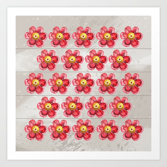 Red on Brown Art Print