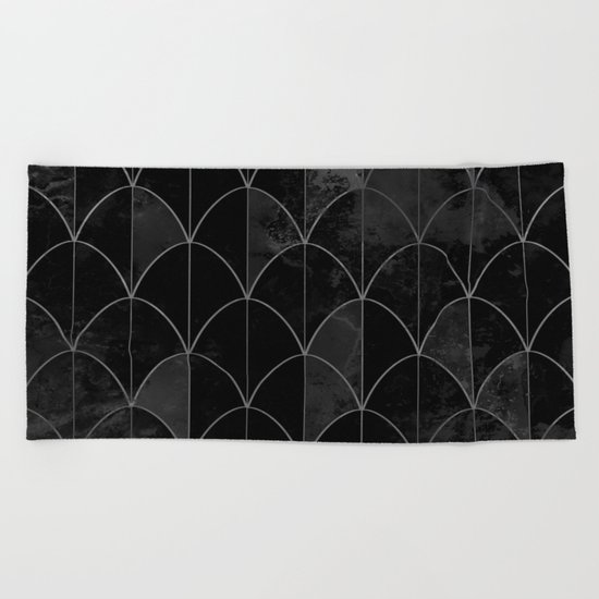 Mermaid scales in black and white. Beach Towel