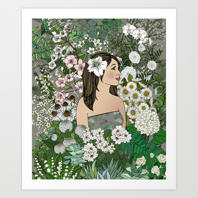 She Surrounded Herself With Flowers Art Print
