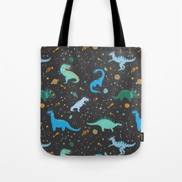 Dinosaurs in Space in Blue Tote Bag