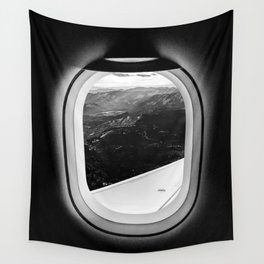 Window Seat // Scenic Mountain View from Airplane Wing // Snowcapped Landscape Photography Wall Tapestry