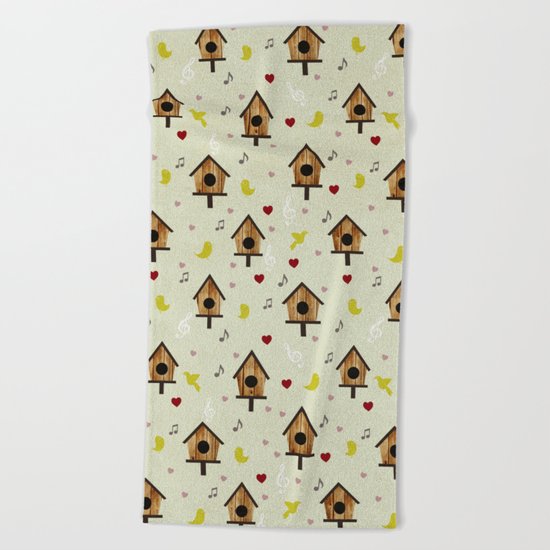 Birdhouses Beach Towel