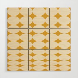 Retro Round Pattern - Yellow Wood Wall Art