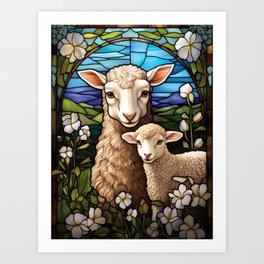 Sheep and Lamb Art Print