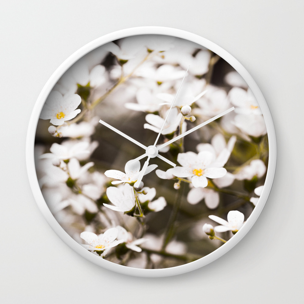 Tiny White Flowers In Garden Decor Society6 Buyart Wall Clock
