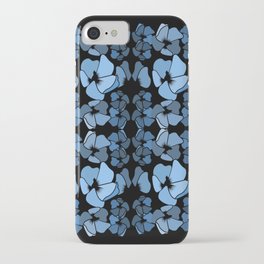 Modern vintage striking blue and black design featuring abundant floral ornament iPhone Case