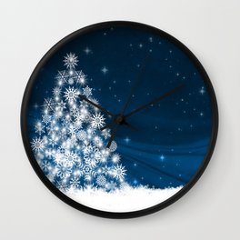 Blue Christmas Eve Snowflakes Winter Holiday Wall Clock