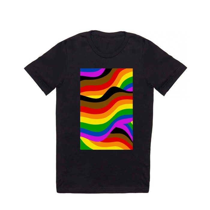 PRIDE Rainbow Flag POC Swirls T Shirt