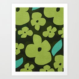 Big Green Flowers Seamless Pattern Design Art Print