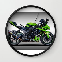 Kawasaki Motorbike Wall Clock | Digital Manipulation, Racebike, Monster, Superbike, Digital, Color, Greenmachine, Twowheels, Ninja, Motorbike 
