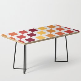 Midcentury Colorful  Geometric Curved lines pattern - Burgundy and Orange Coffee Table