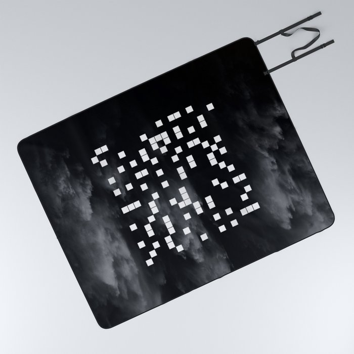 The Digital Void - Black and white abstract art Picnic Blanket