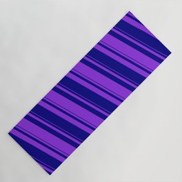 [ Thumbnail: Blue & Purple Colored Pattern of Stripes Yoga Mat ]